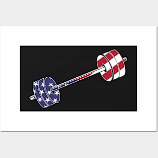 USA flag Barbell Powerlifting Weight Lifting pattern Posters and Art